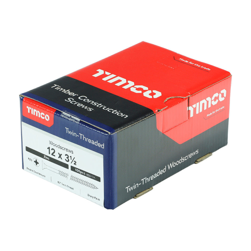 TIMco TIMCO Twin-Threaded Countersunk Silver Woodscrews - 12 x 3 1/2 2