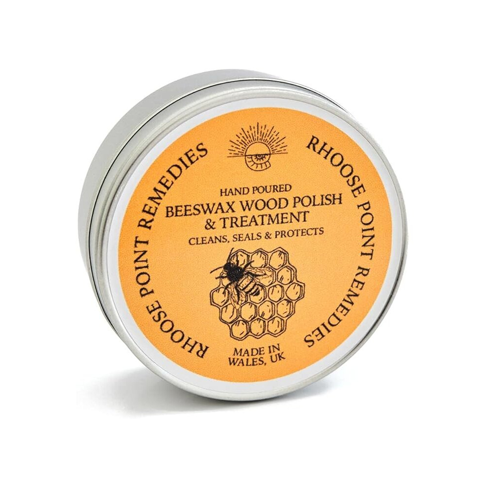 Rhoose Point Remedies Beeswax Polish & Wood Conditioner 100Ml - 100% Natural British Beeswax (Hand Poured In Wales) For Oak, Pine, Beech - Food Safe 5051300500962