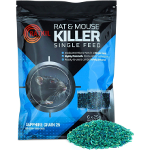 Ratkil Rat Poison (6 x25g) Bait & Mouse Poison Grain Strongest Maximum Rodent Killer Fast Acting All Weather Single Feed Bait Sachets