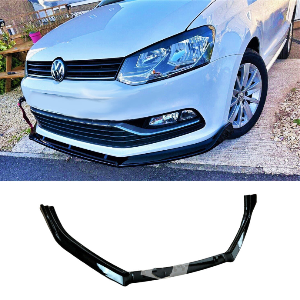 Vw Polo Front Splitter Mk5 6R 6C Gti R Spoiler Lip Body Kit 2009-2017 Black 8806564857096