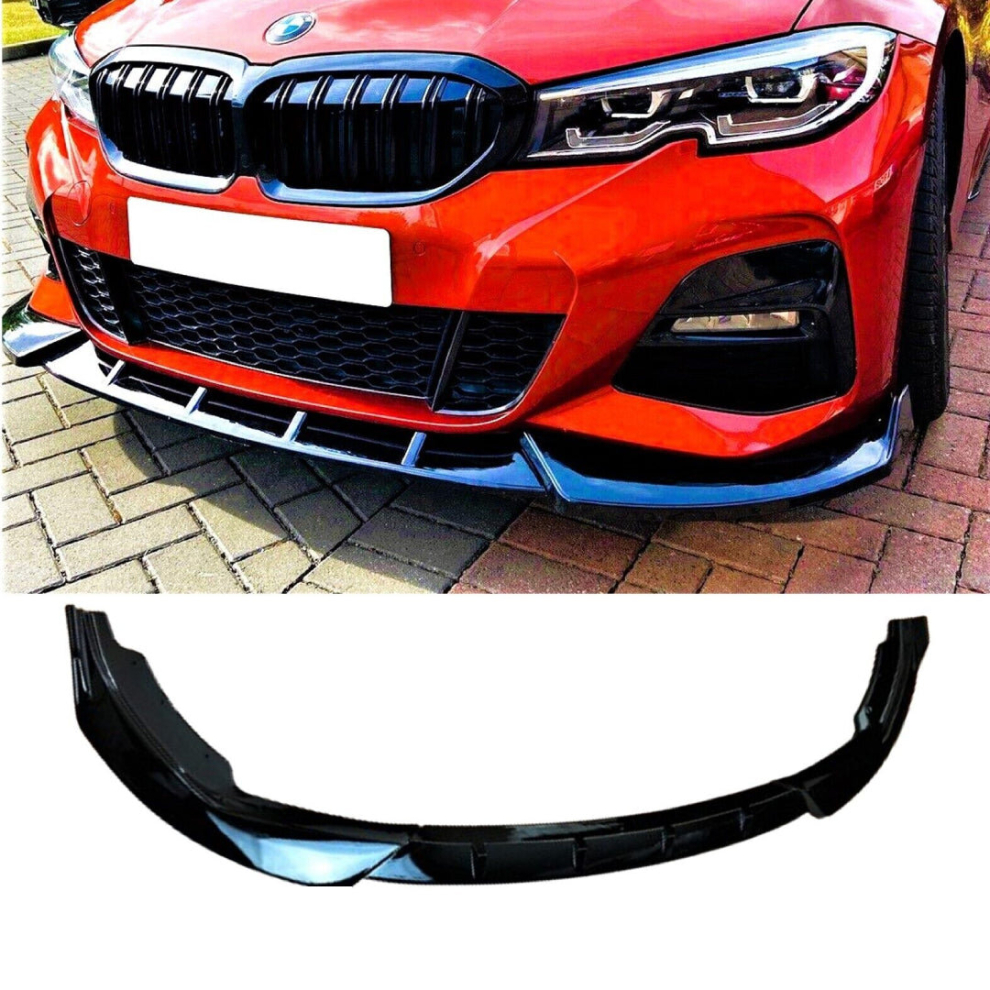 BMW 3 Series G20 G21 M3 Sport Style Gloss Black Front Splitter Lip 2018+