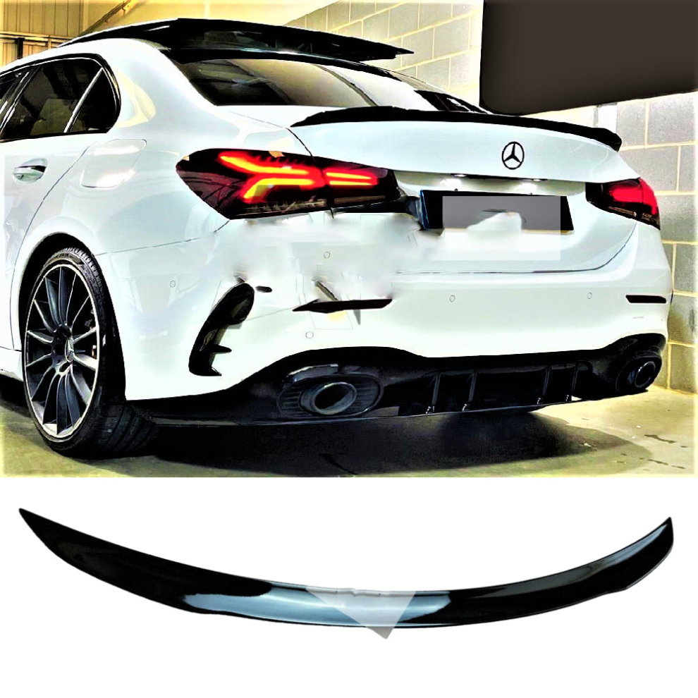 Mercedes A35 A45 A Class Saloon V177 Gloss Lip Spoiler 2018+ Black 8806564858017