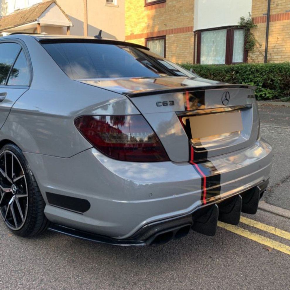 Mercedes C Class W204 C63 Amg Rear Diffuser And Rear Side Splitters Body Kit Black 8806564858598