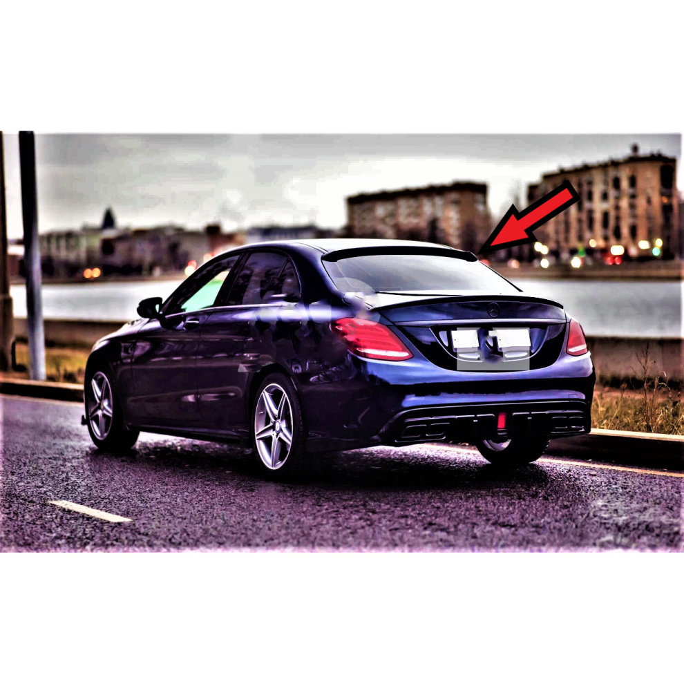 Mercedes C Class W205 C63 Amg Style Gloss Roof Wing Spoiler 2014-21 Black 8806564858505