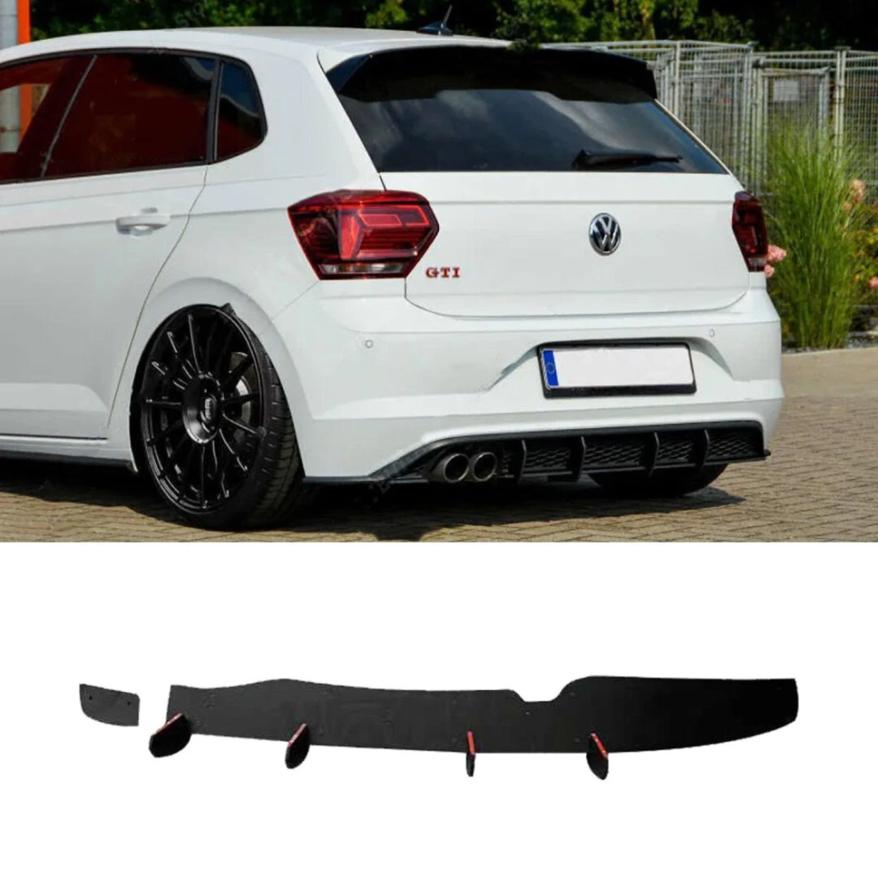 Vw Polo Mk6 Gti Aw Rear Blade Diffuser 2018+ Rear Spoiler Body Kit Black 8806564858567