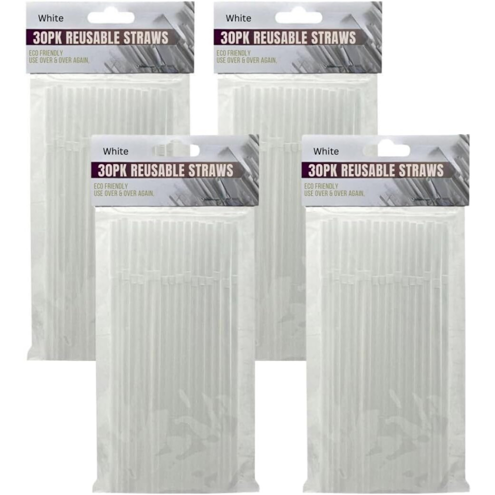 (120 White Straws) Drinking Straws Bendy Coloured, Black,White 120 PK