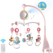 (Pink) Baby Crib Bed Bell Cot Mobile Nursery Lullaby Toys