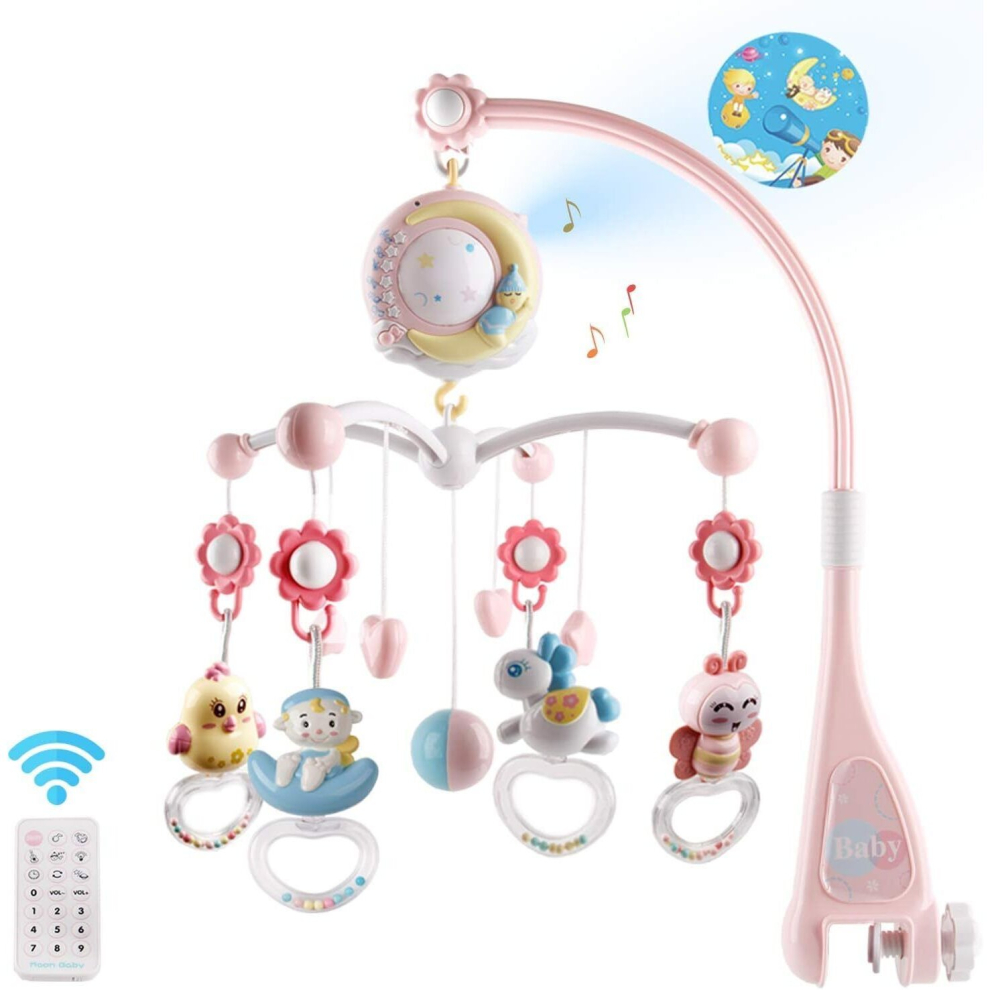 (Pink) Baby Crib Bed Bell Cot Mobile Nursery Lullaby Toys Pink