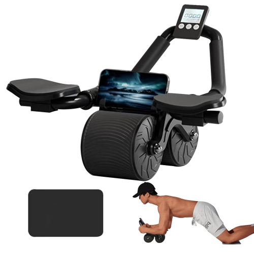 Automatic Rebound Abdominal Roller Elbow Support Core Trainer W/ Timer