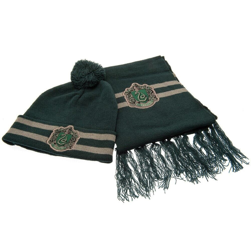 Harry Potter Junior Slytherin Beanie & Scarf Set