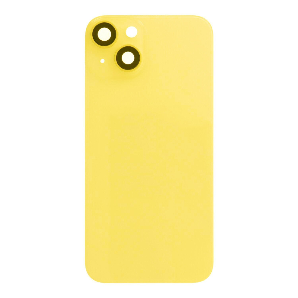 Photos - Mobile Phone Part Glass Back Compatible With iPhone 14 Yellow Battery Door Camera Lens Bezel Magnetism Ring + Metal Plate Plain Without Logo