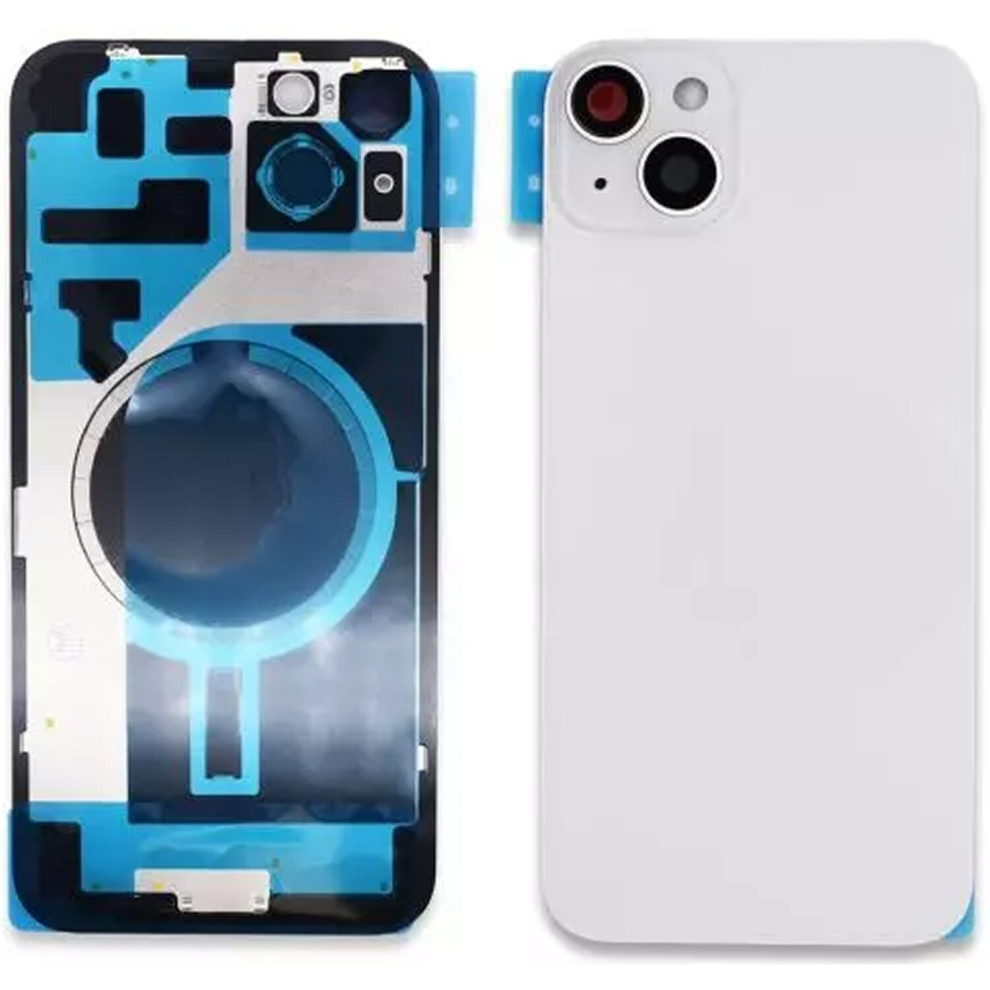 Photos - Mobile Phone Part Glass Back Compatible With iPhone 14 Plus Starlight White Battery Door Camera Lens Bezel Magnetism Ring + Metal Plate Plain