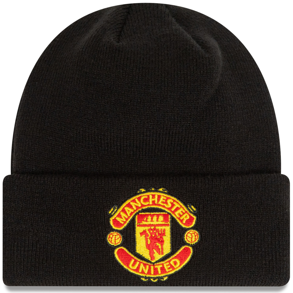 (Child (4-6 Yrs), Black) New Era Kids Manchester United FC Cuff Knit Warm Winter Beanie Hat - Black