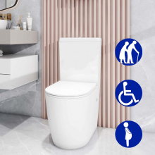 Comfort Height Close Coupled Toilet Pan Soft Closing WC Seat & Cistern Water Saving