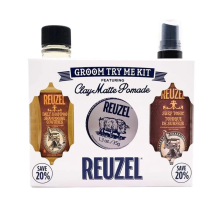 Clay Matte Try Me Kit von Reuzel für Männer – 3-tlg. 1,3 oz Clay Pomade, 3,38 oz Surf Tonic, 3,38 Daily Shampoo