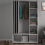 Uppsala Open Mobile Wardrobe Unit in White with a Grey Textile Curtain 5