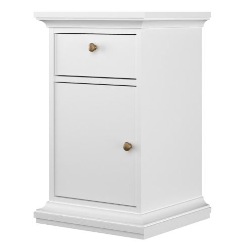 Paris Nightstand 1 Door + 1 Drawer in White 2