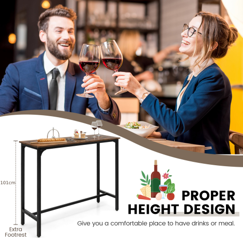 Costway 120 cm Industrial Bar Table Counter Table Kitchen Dining Sofa Console Table Brown 1