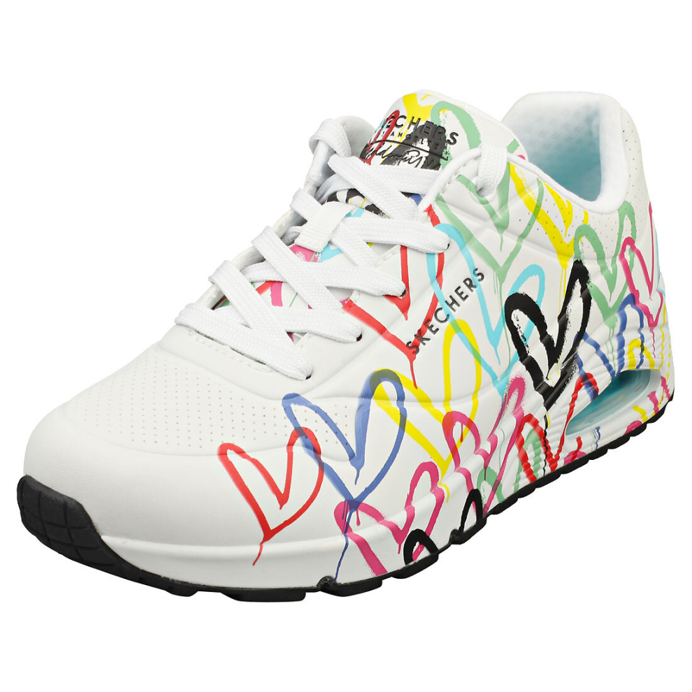 (5) Skechers Uno Spread The Love Womens Fashion Trainers in White Multicolour