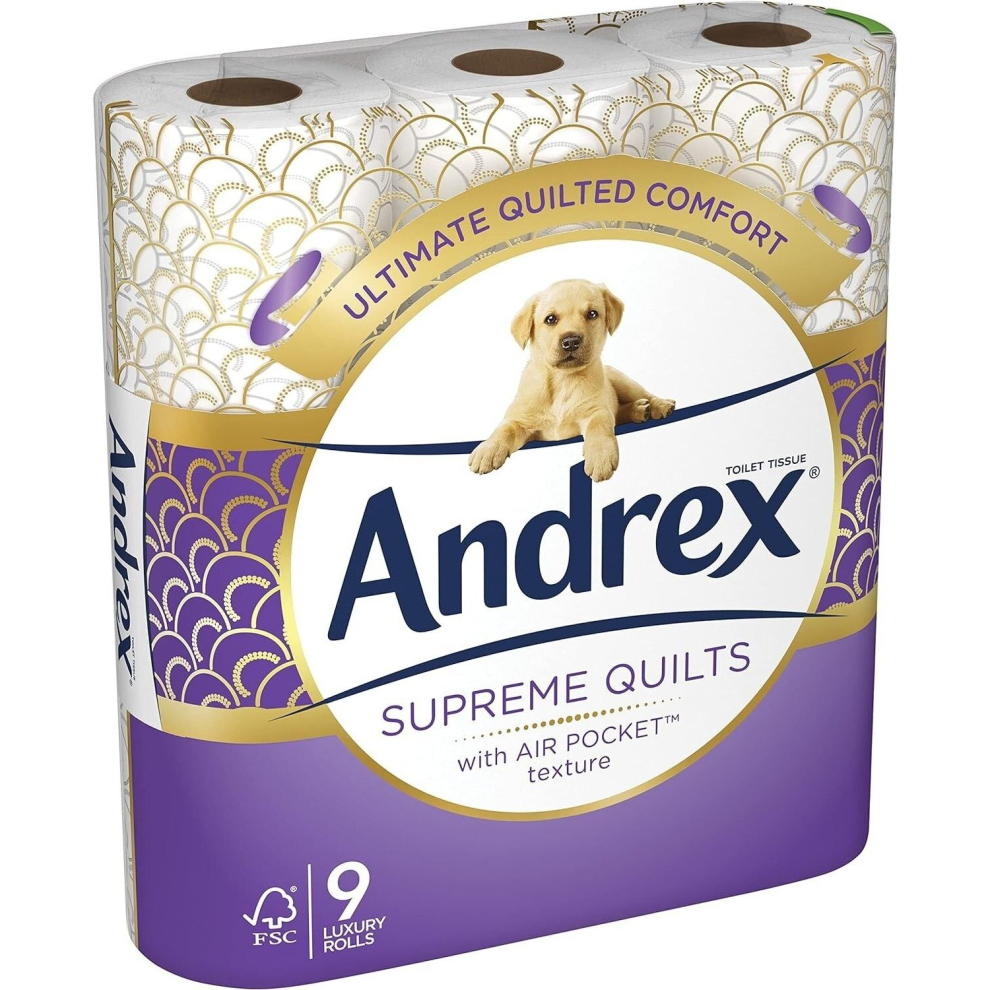 Andrex Supreme Quilts Toilet Tissue, 9 Rolls