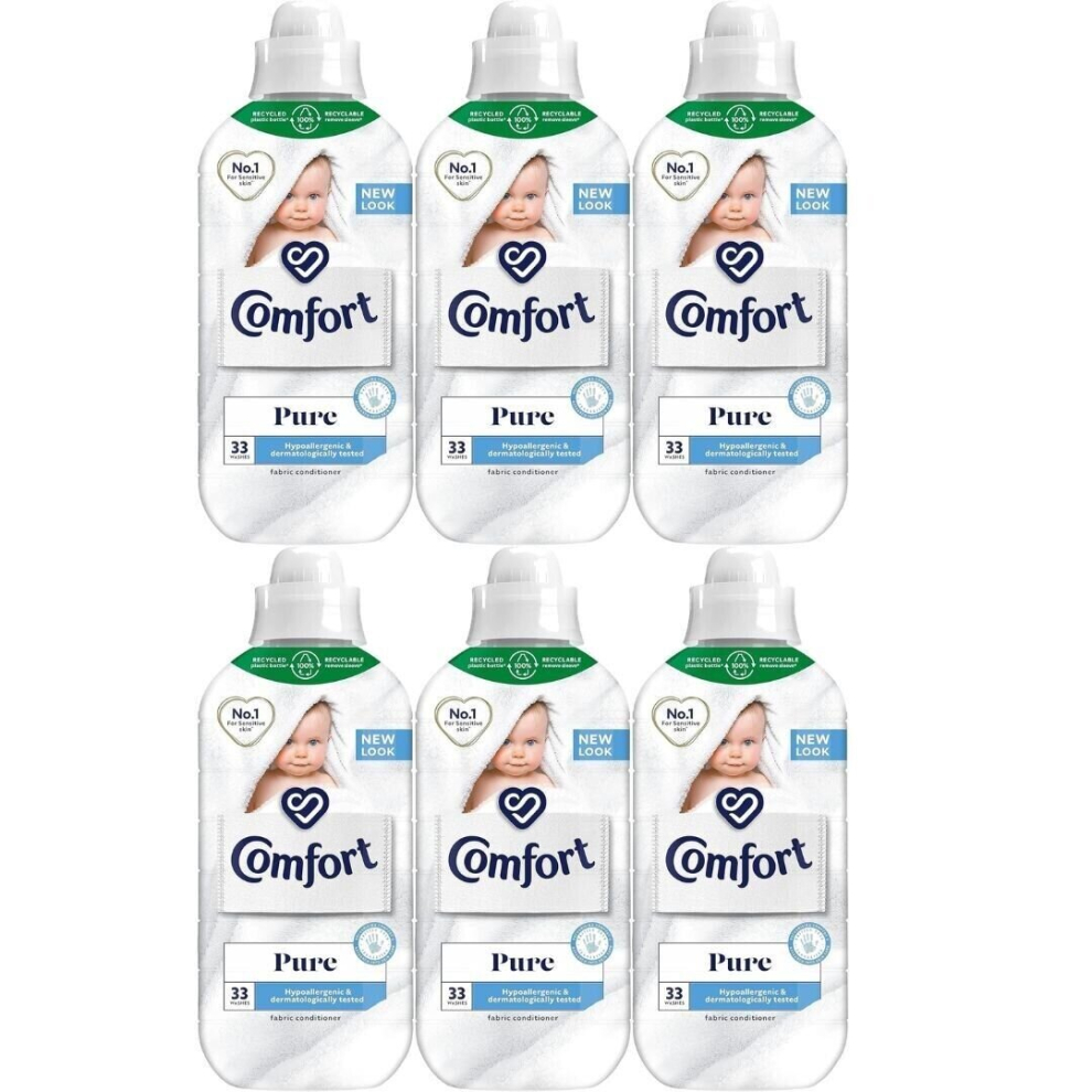 Comfort Pure Fabric Conditioner Hypoallergenic 33 Washes 990ml Pack Of 6