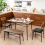 Casart 4 PCS Rustic Dining Table Set W/ Long Bench & 2 Chairs Upholstered for 4 9