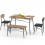 Casart 4 PCS Rustic Dining Table Set W/ Long Bench & 2 Chairs Upholstered for 4 1
