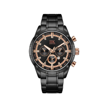 Leuchtender Kalender, wasserdichte Uhr, Edelstahl, 3D-Skalentabelle – 1# – Schwarz