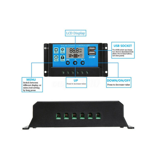 20A 12V/24V PWM Solar Panel Ladegerät Controller Dual USB Batterie Regler LCD 1