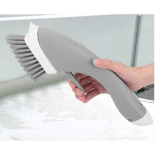 Long Handle Liquid Plus Water Cleaning Brush Cooktop Spray Brush - grey 1