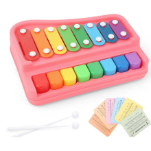 Piano de octava 2 en 1 para educación temprana, rompecabezas, color rosa