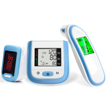 Vingerclip pulsoximeter pols infraroodthermometer familieset - blauw