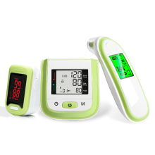Vingerclip pulsoximeter pols infraroodthermometer familieset - Groen