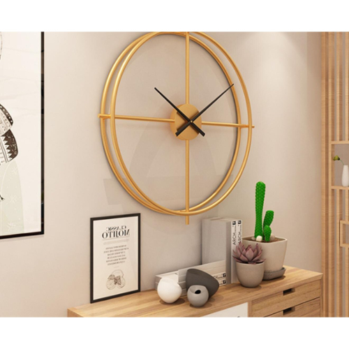 Silent Wall Clock Non Ticking  Rustic Metal Large Decorative - Gold - 60CM 1