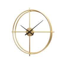 Silent Wall Clock Non Ticking Rustic Metal Large Decorative - Gold - 70CM