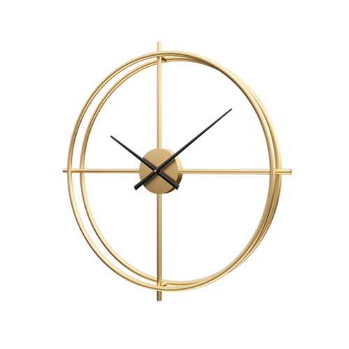 Silent Wall Clock Non Ticking  Rustic Metal Large Decorative - Gold - 70CM