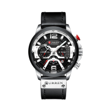 Mode Herrenuhr Leder Sport und Freizeit Quarz - Silber Schwarz