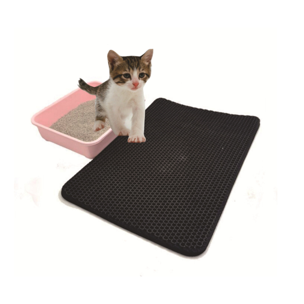 Photos - Cat Litter Mat Kitty Litter Trapping Mat Honeycomb Double Layer- BLACK