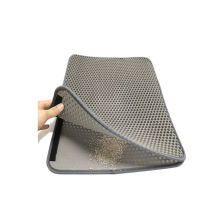 Cat Litter Mat Kitty Litter Trapping Mat Honeycomb Double Layer- GRAY