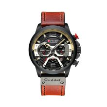 Mode Herrenuhr Leder Sport und Freizeit Quarz - SCHWARZ