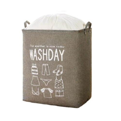 09 2Pcs Bundle Mouth Storage Basket Folding Dirty Clothes Storage Bag