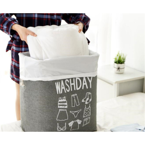 09 2Pcs Bundle Mouth Storage Basket Folding Dirty Clothes Storage Bag 1