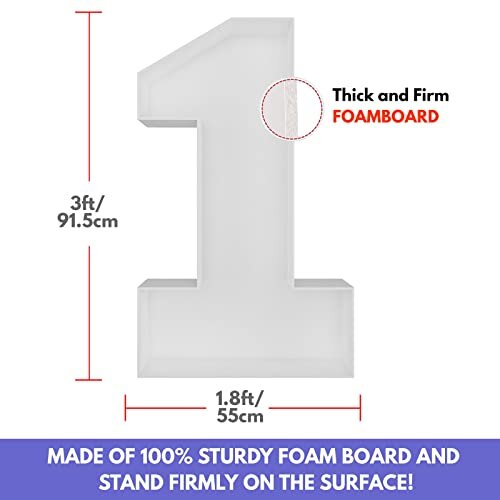 3FT Cardboard Numbers Stand Mosaic Balloon Frame Number 1 Marquee Light