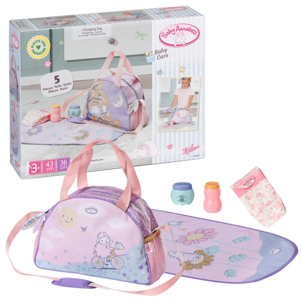 Baby Annabell Changing Bag 707432 - Storage Bag with Straps To Fit 36cm and 43cm Baby Annabell Essentials - Doll Not Included - Suitable for Kids From