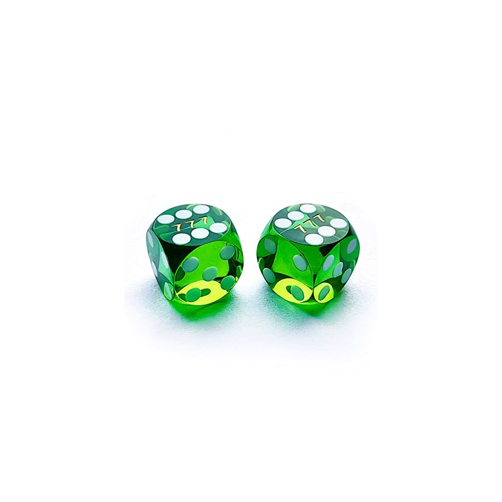 Bescon Professional Precision Dice Round Corner 9/16" (14.3mm) with Random Serial Number, Precision Cut Dice 14.3MM Gem Green, 2pcs Set