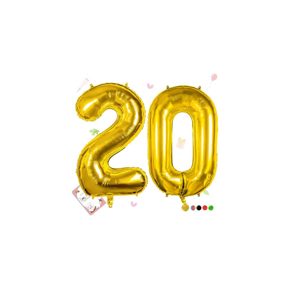 Smlpuame 40 inch Number Balloon 0-9 Gold Large Number 20 Balloons,Digital Balloons for Birthday Party Celebration Decorations Supplies, Helium Foil