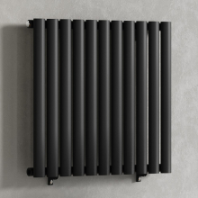 (Black) 660 x 600mm Column Radiator Single Oval Panel Radiator