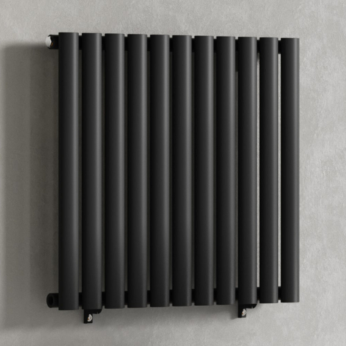 (Black) 660 x 600mm Column Radiator Single Oval Panel Radiator