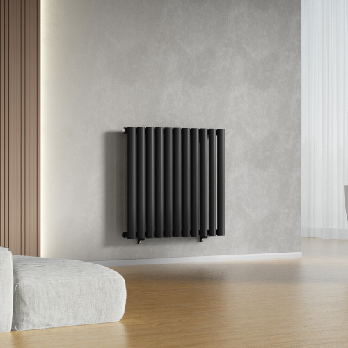 (Black) 660 x 600mm Column Radiator Single Oval Panel Radiator 1