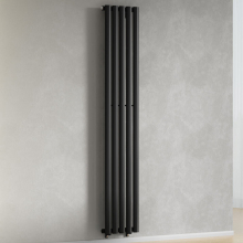(Black) 300 x 1600mm Column Radiator Single Oval Panel Radiator